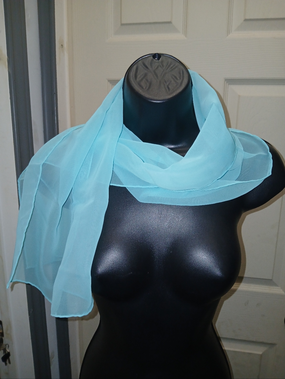Light Blue Sheer Chiffon Scarf - Elegant Lightweight Accessory